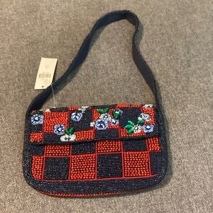 Fiona Beaded Bag: Varsity Check Edition